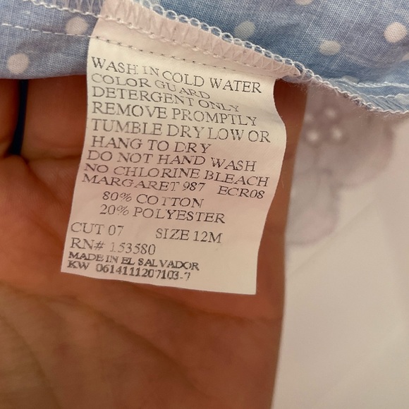 Eleanor Rose 12 mo blue polka dot dress - Picture 4 of 4